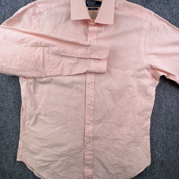 Polo Ralph Lauren Long Sleeve Classic Fit 16 34/35 Orange Check Button Up Shirt - Picture 2 of 10